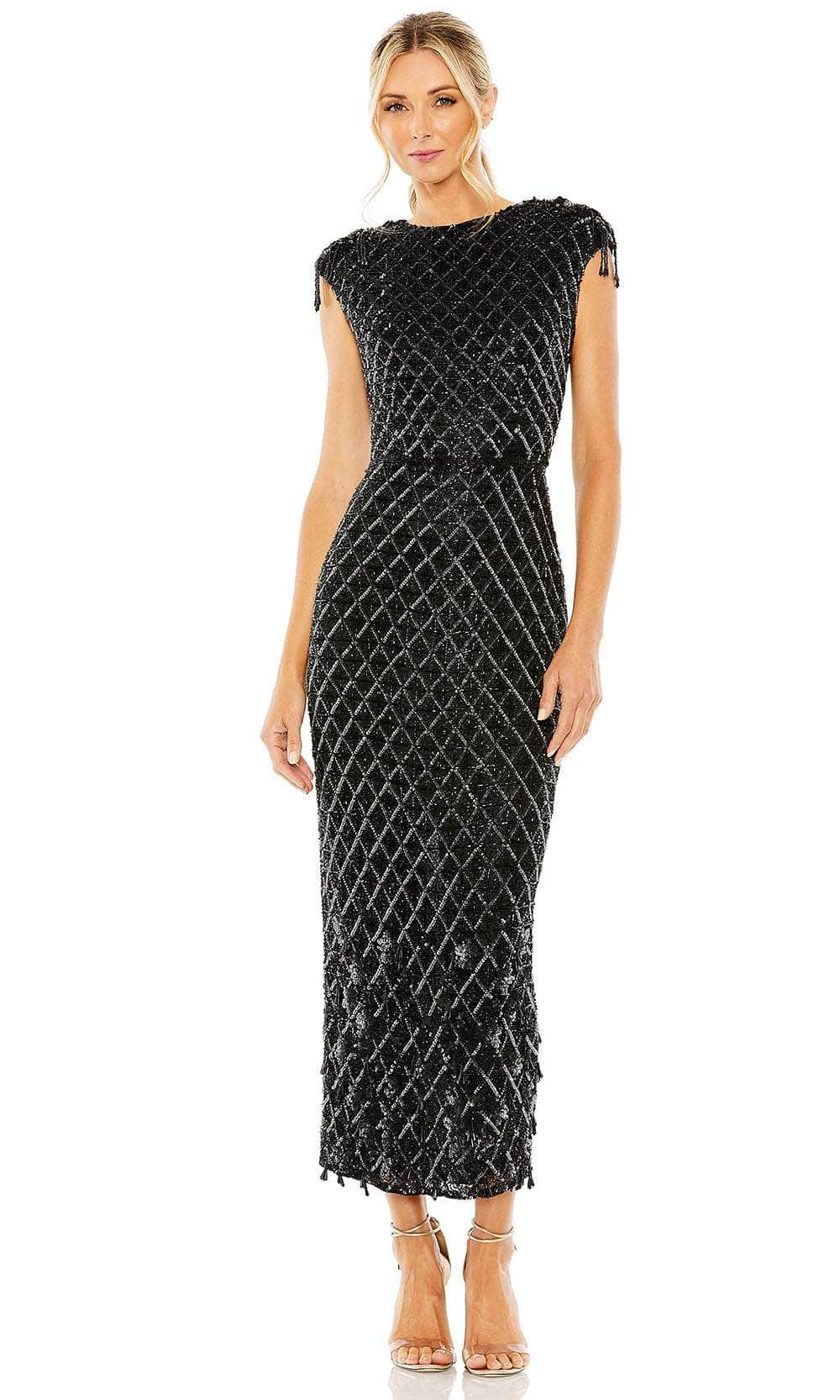 sequin mesh sheath dress mac duggal Mac Duggal Women's Pearl Embellished Sleeveless Fitted Ankle Dress - Tan/Beige - Size 12