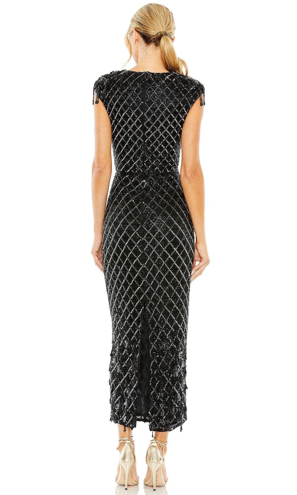 Mac Duggal 5776 - Fringe Detail Cap Sleeve Dress Prom Dresses