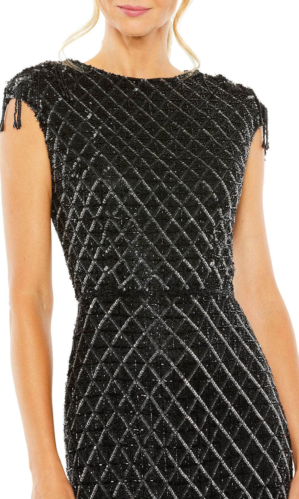 Mac Duggal 5776 - Fringe Detail Cap Sleeve Dress Prom Dresses