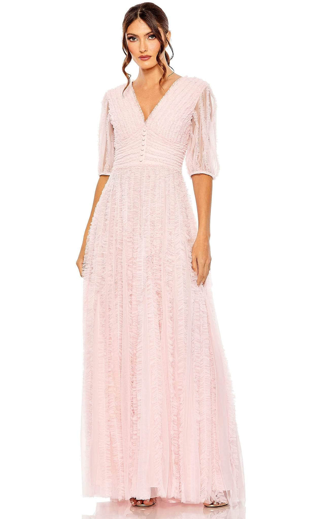 Mac Duggal 8050 - Puff Sleeve A-Line Formal Dress Special Occasion Dress 4 / Rose