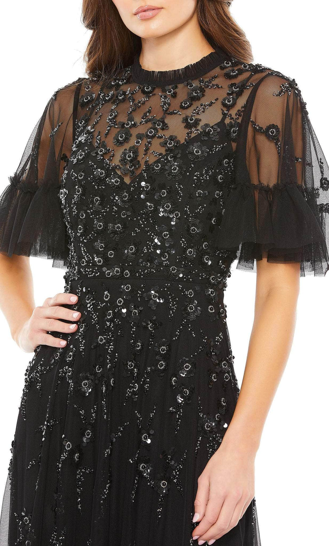 Mac Duggal 9199 - Floral Embellished A-line Evening Dress Special Occasion Dress