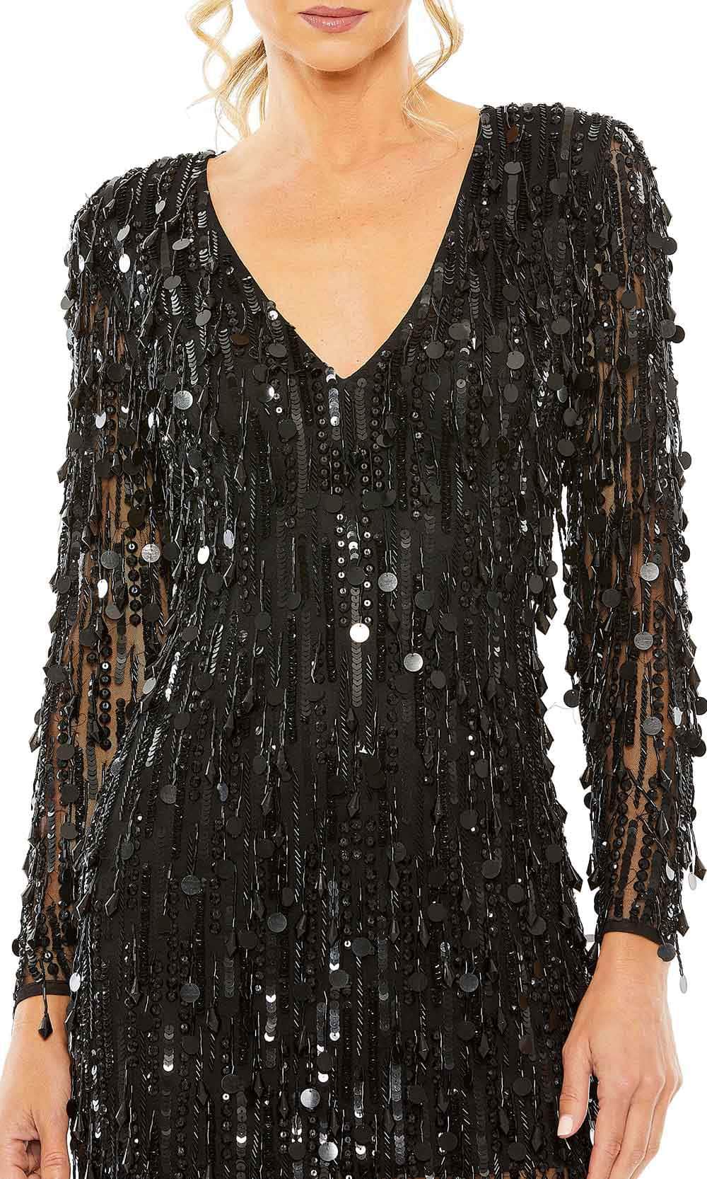Mac Duggal 93850 - Sheer Sleeve Fringes Cocktail Dress Special Occasion Dress