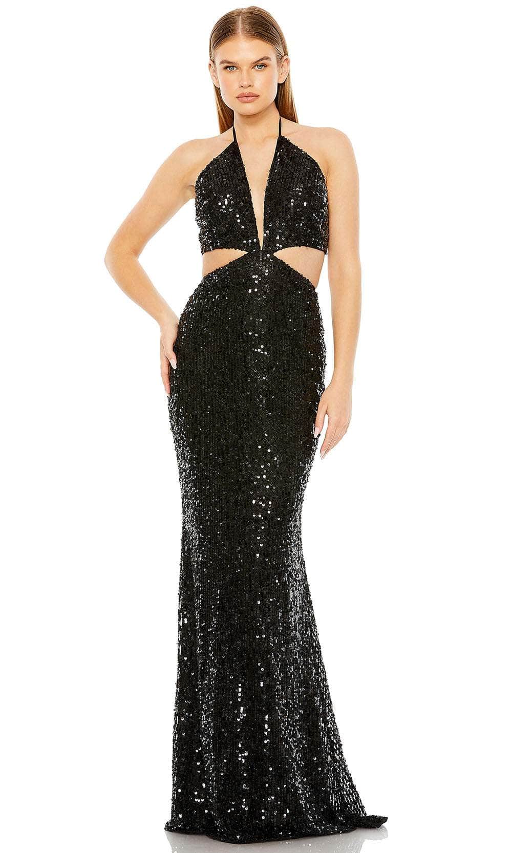 Mac Duggal 93977 - Plunging Halter Sequin Prom Dress Prom Dresses 0 / Black