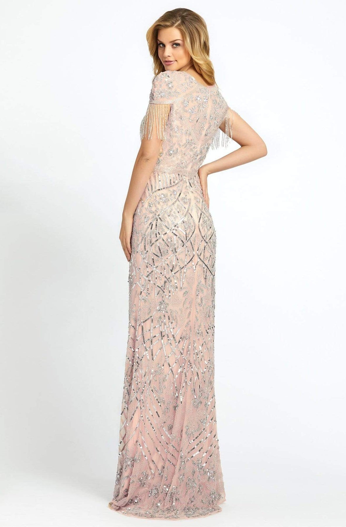 Mac Duggal Couture - 4715D Crystal Beaded Jewel Neck Sheath Dress Pageant Dresses