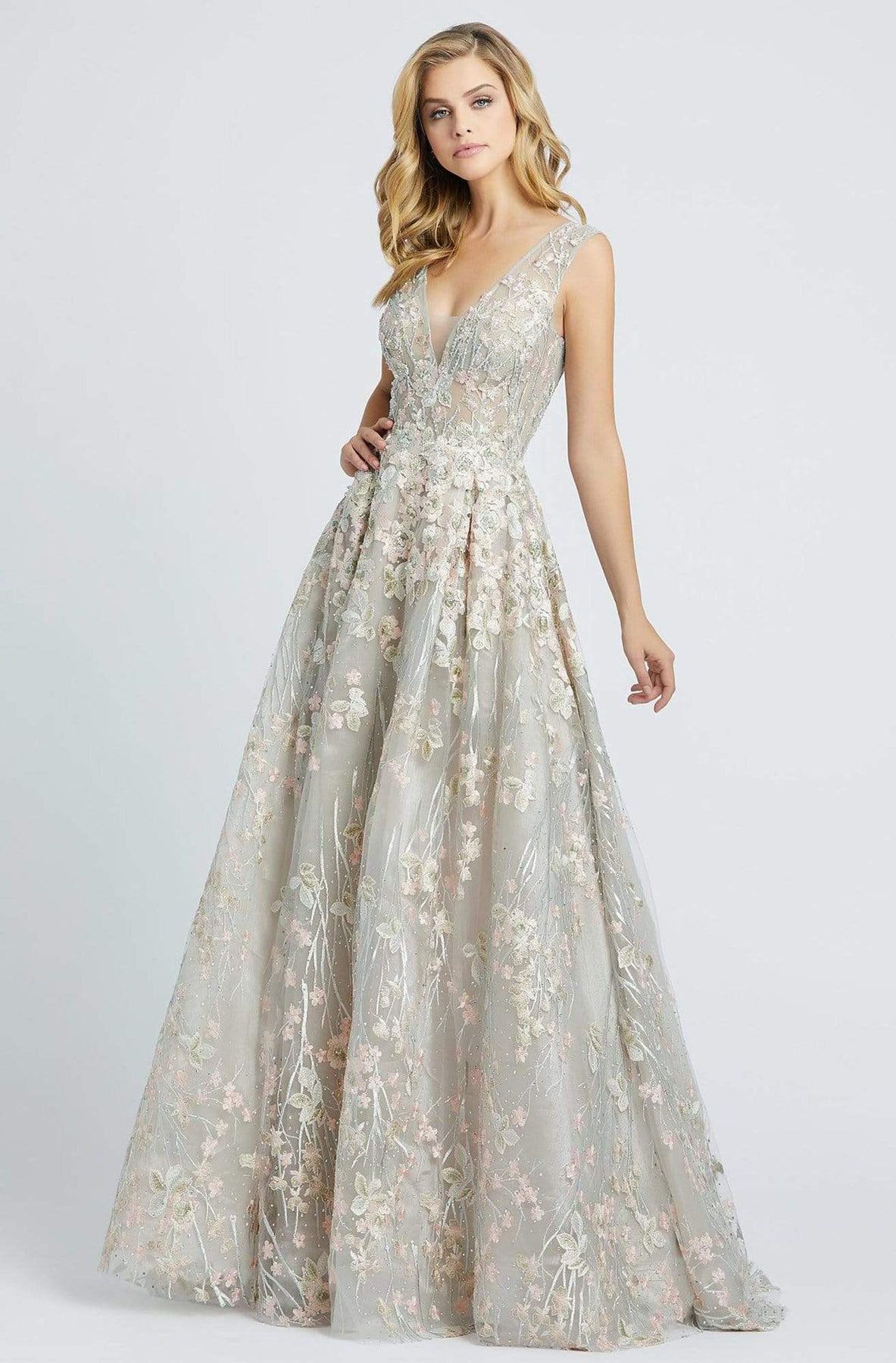 Mac Duggal Evening - 20131D Floral Embroidered A-Line Evening Dress Evening Dresses