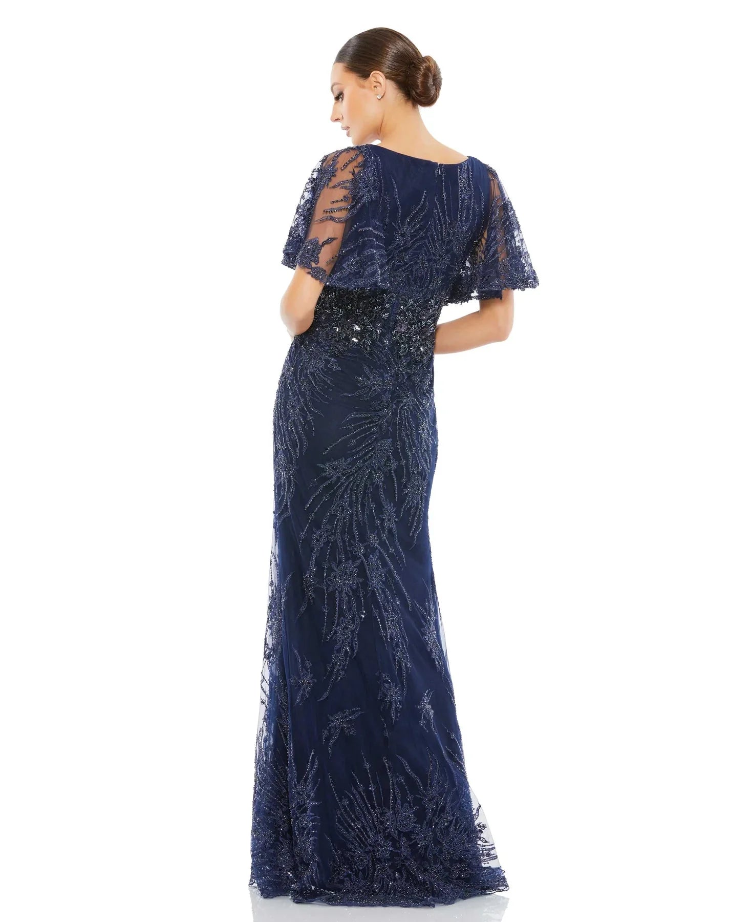Mac Duggal Evening - 67493D V-Neck Bell Sleeve Embroidered Gown Evening Dresses