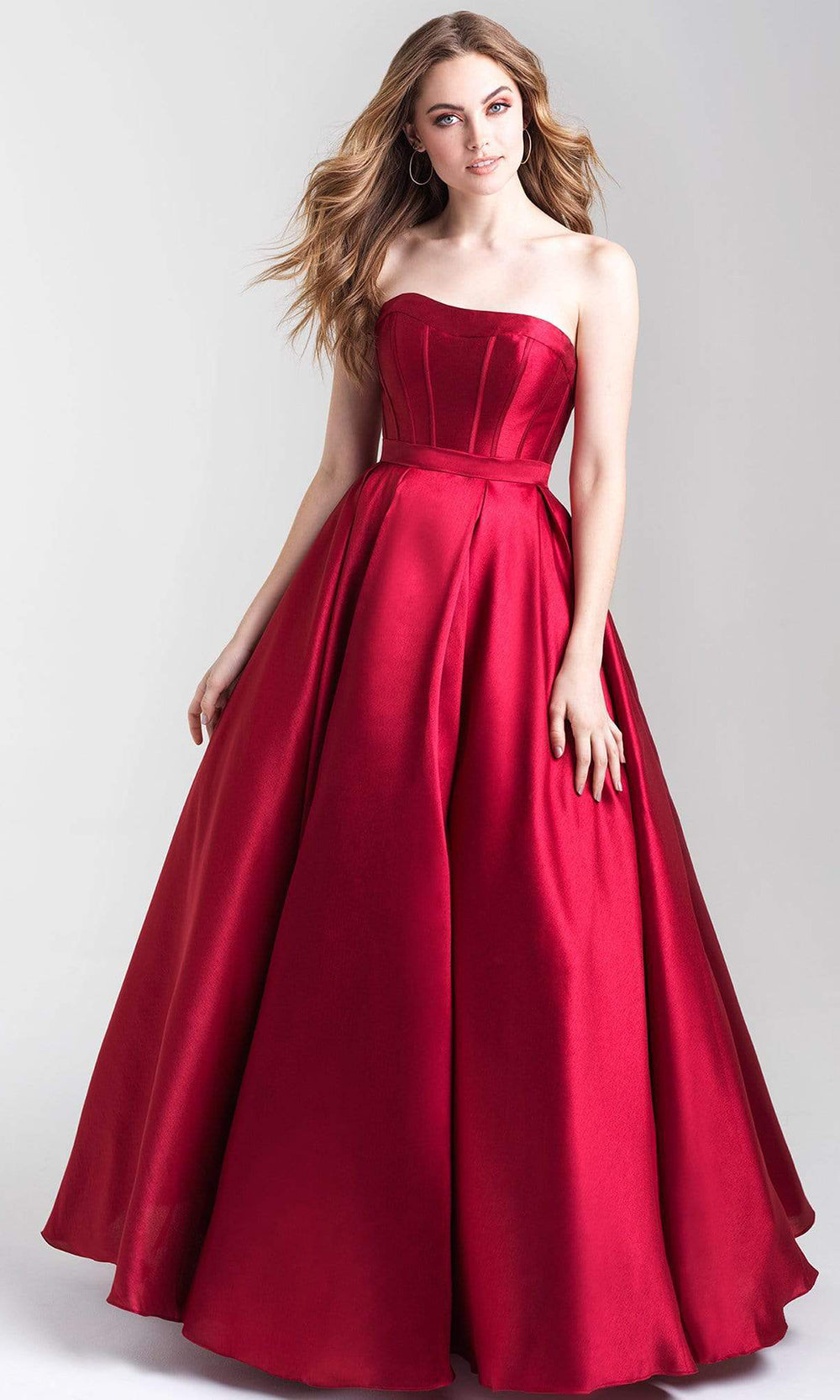 Madison James - 20-323 Strapless Sweetheart Satin Taffeta Ballgown Prom Dresses 2 / Burgundy