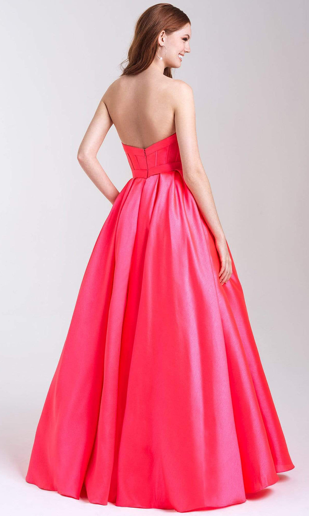 Madison James - 20-323 Strapless Sweetheart Satin Taffeta Ballgown Prom Dresses 2 / Coral