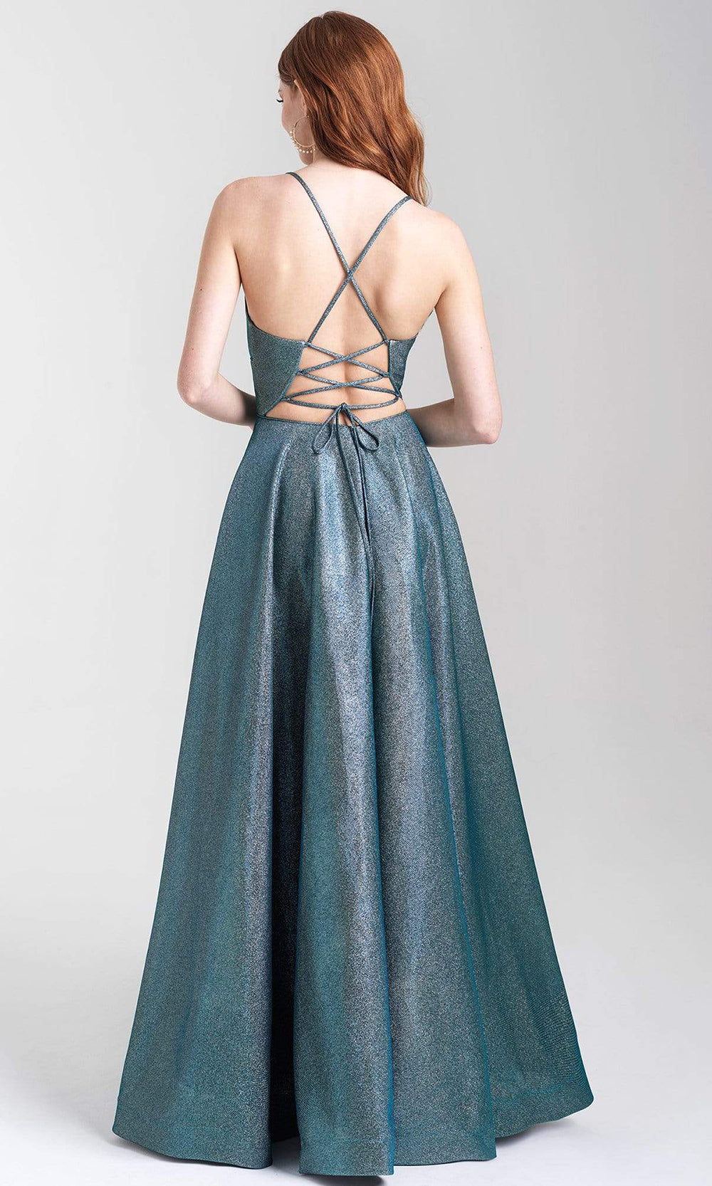 Madison James - 20-381 Shimmer Knit Scoop A-line Dress Prom Dresses 2 / Turquoise