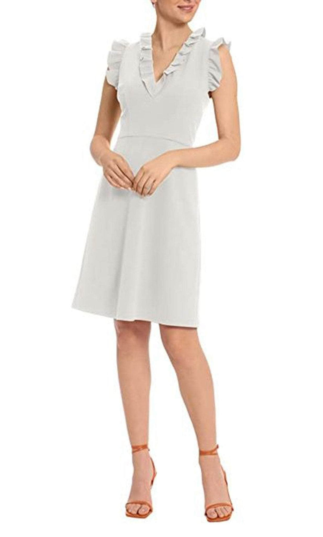 Maggy London G5197M - Ruffle Sleeve Sheath Short Dress Cocktail Dresses 10 / Horn