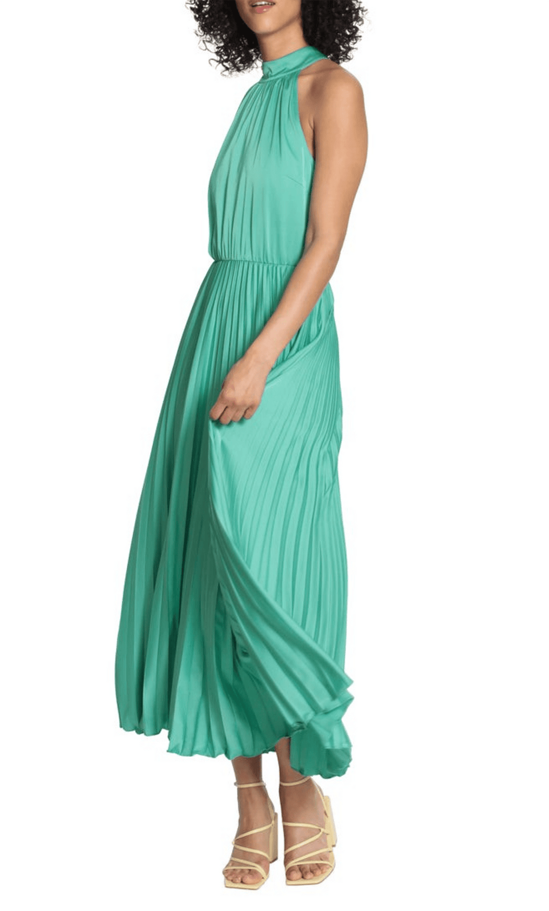 Maggy London G5328M - Halter Pleated A-line Dress Special Occasion Dress 0 / Winter Green