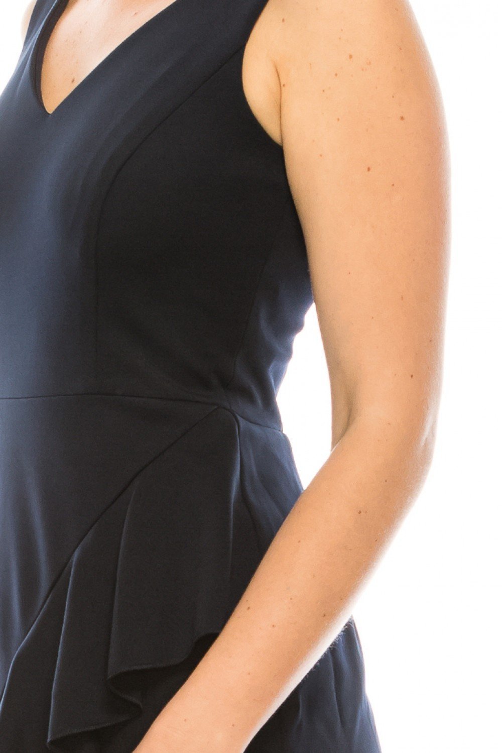 Maggy London - G3907M Sleeveless V Neck Ruffle Drape Sheath Dress In Blue