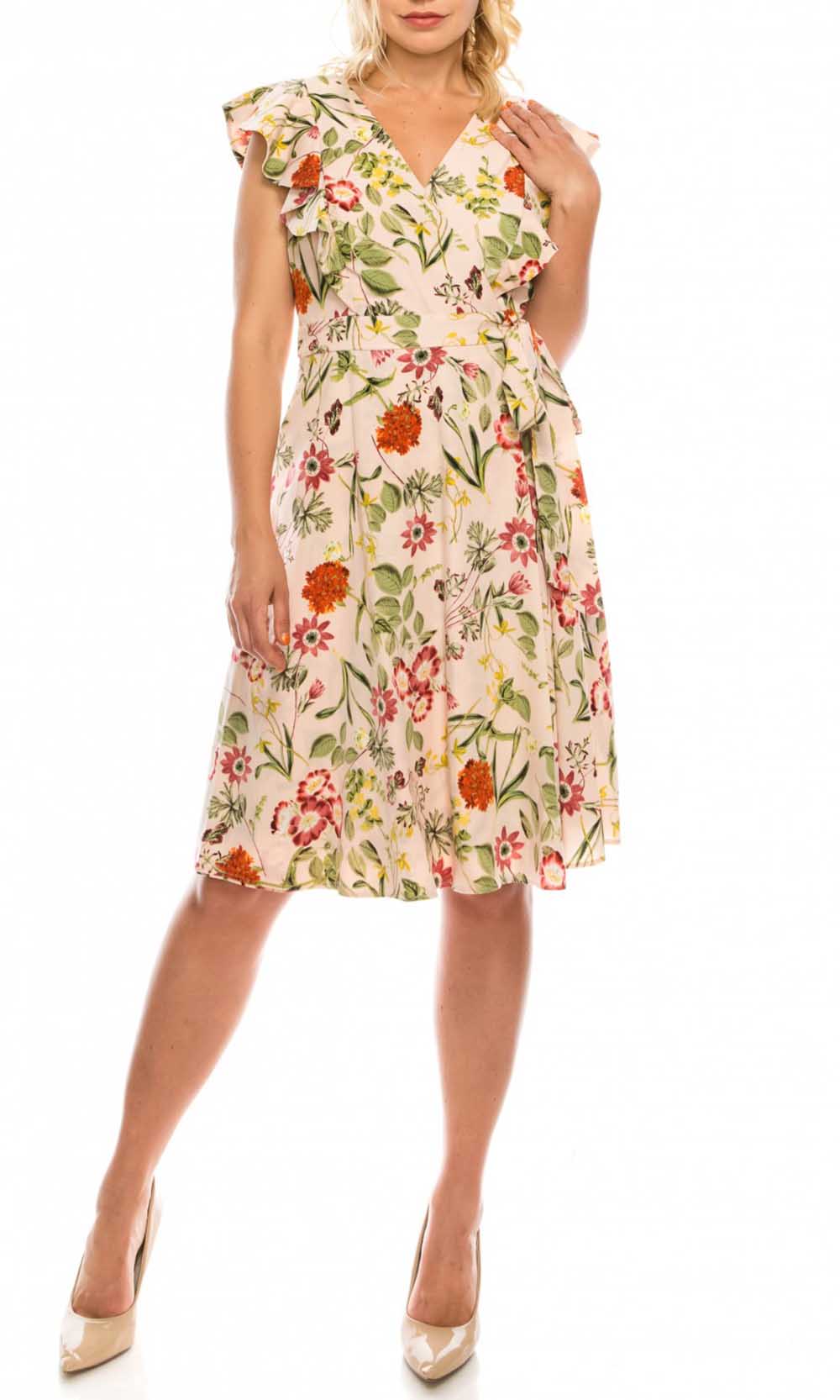 Maggy London - GSP13M Flutter Sleeve Floral Print A-Line Dress In Floral