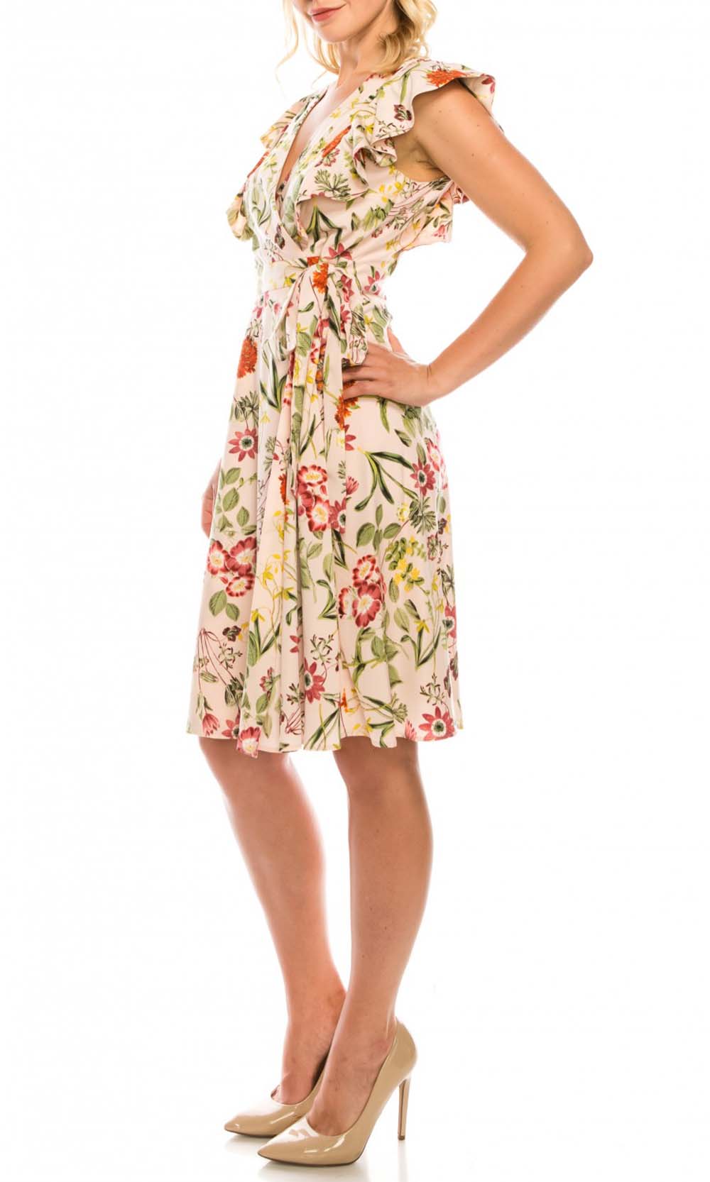 Maggy London - GSP13M Flutter Sleeve Floral Print A-Line Dress In Floral
