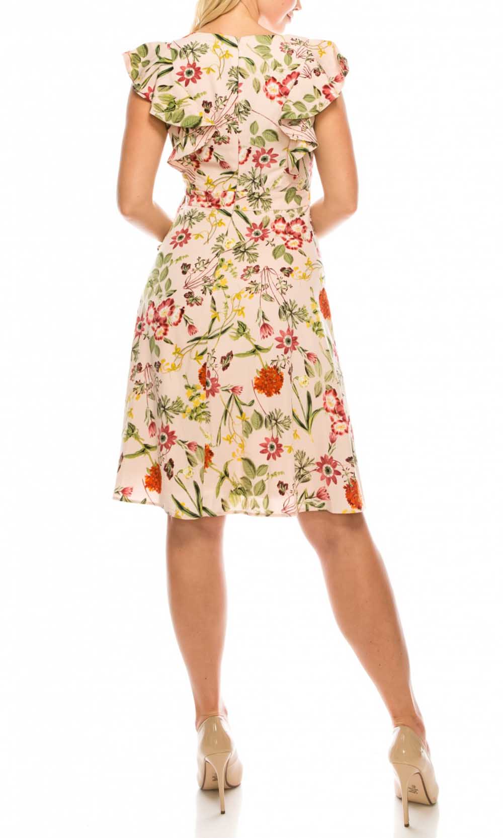 Maggy London - GSP13M Flutter Sleeve Floral Print A-Line Dress In Floral