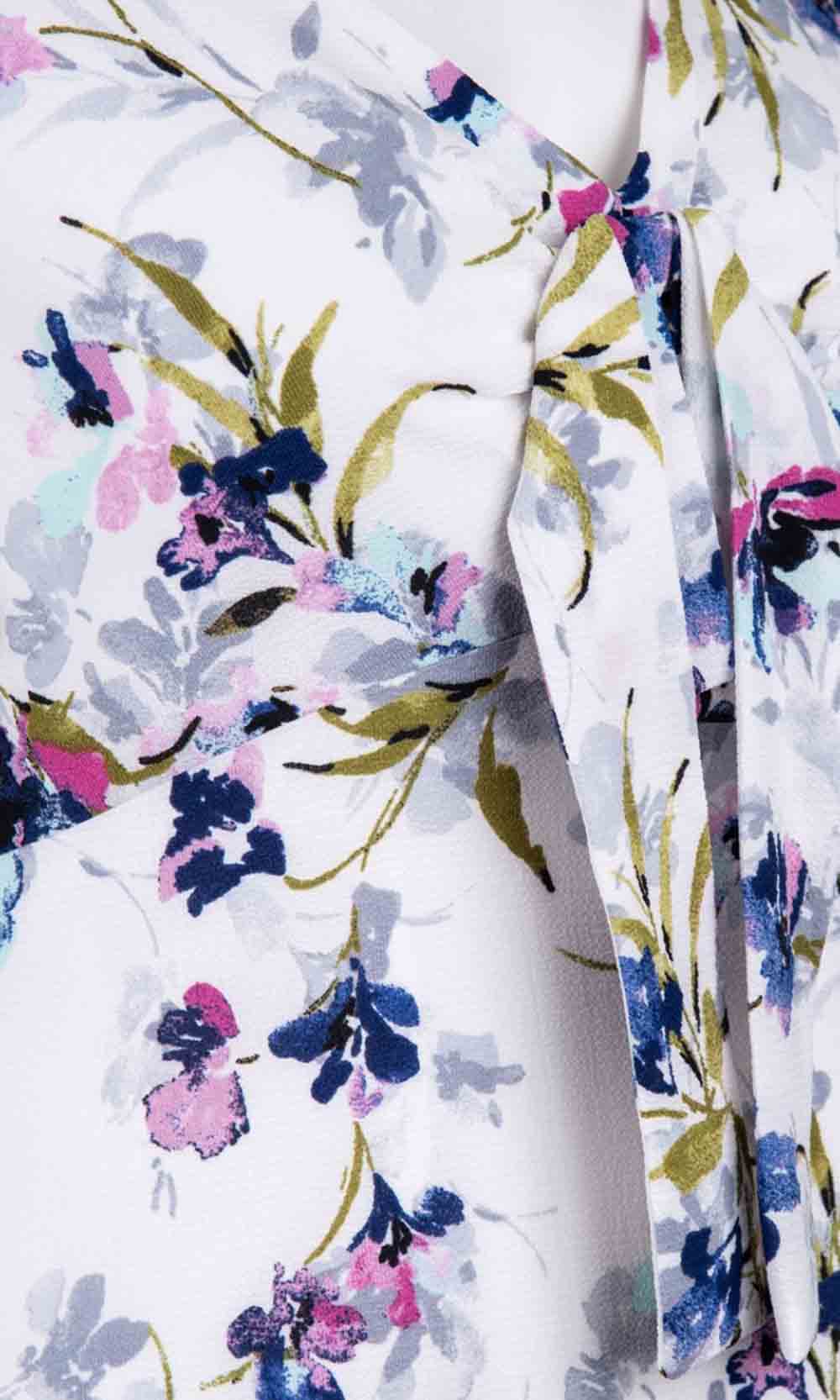 Maggy London - G4059M Flutter Sleeve Floral Print Wrap Skirt Dress In White and Floral