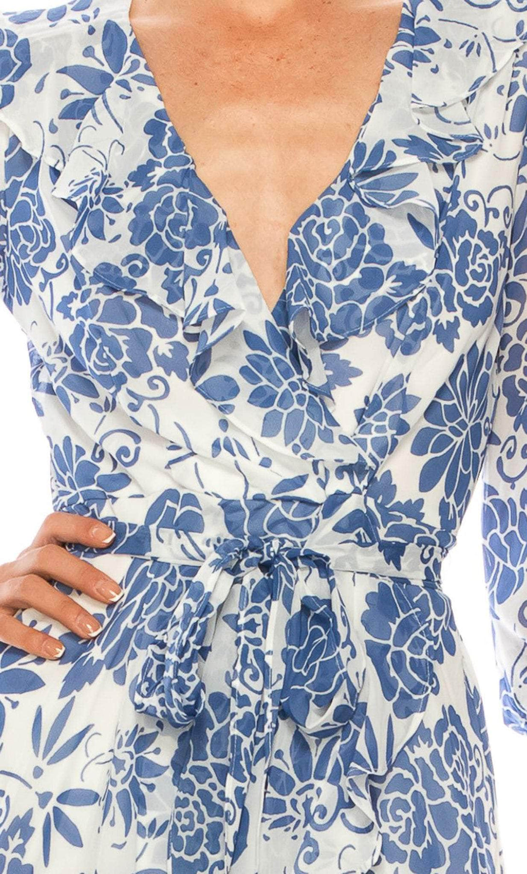 Maison Tara 58399MA - Ruffled V-Neck Floral Cocktail Dress Special Occasion Dress