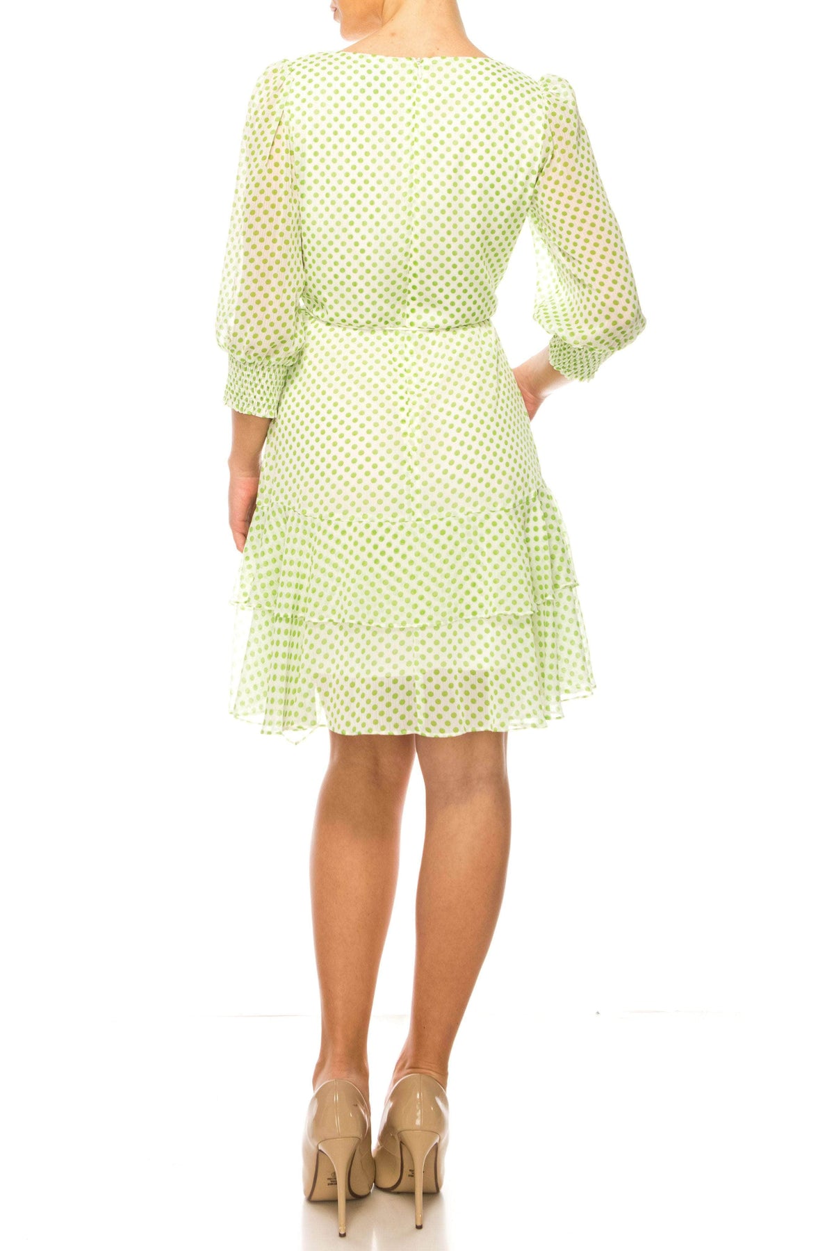 Maison Tara 58659MA - Polka V-Neck Casual Dress Special Occasion Dresses