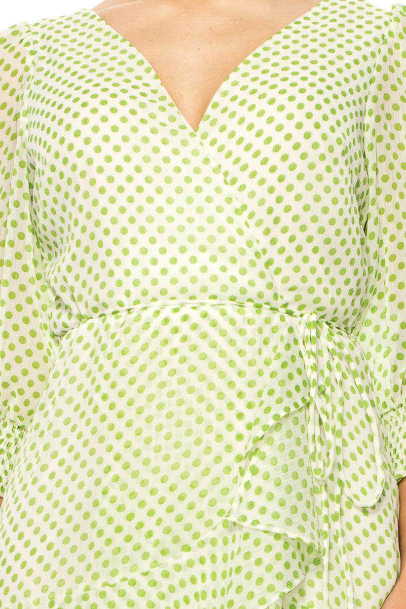 Maison Tara 58659MA - Polka V-Neck Casual Dress Special Occasion Dresses