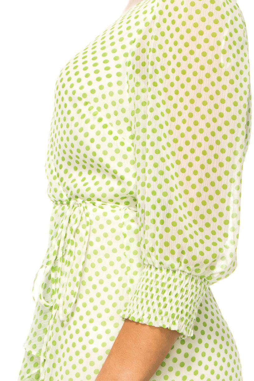 Maison Tara 58659MA - Polka V-Neck Casual Dress Special Occasion Dresses