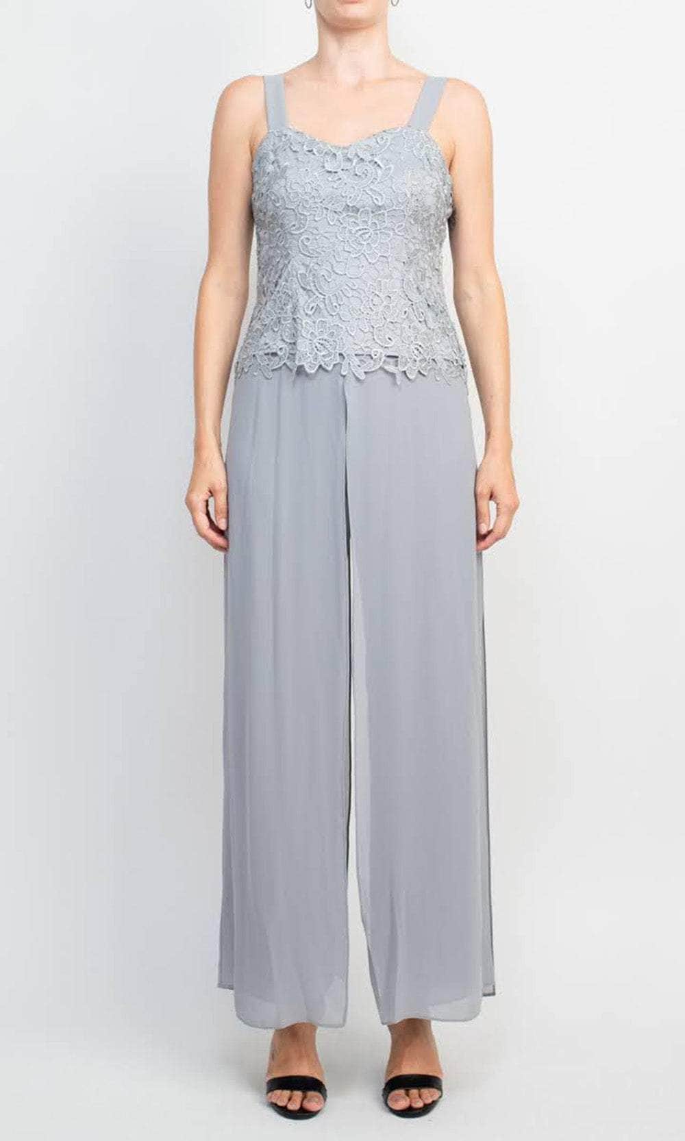 Classic Lace Jumpsuit Asymmetirc See through Overskirt White