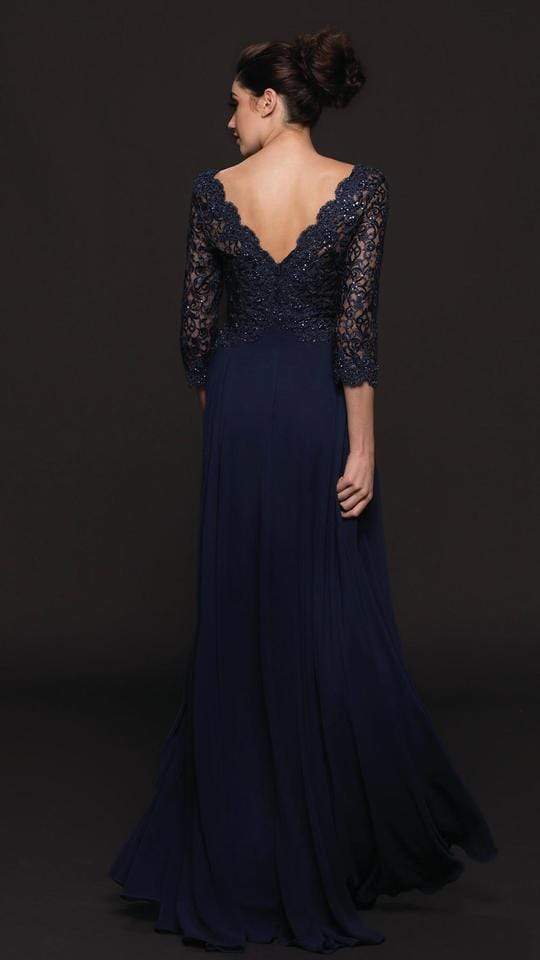 Marsoni by Colors - M225 Quarter Sleeve Scalloped Lace Gown Special Occasion Dress