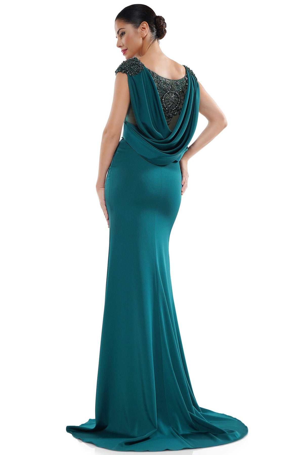 Marsoni by Colors - MV1023 Beaded Bateau Trumpet Dress Mother of the Bride Dresses