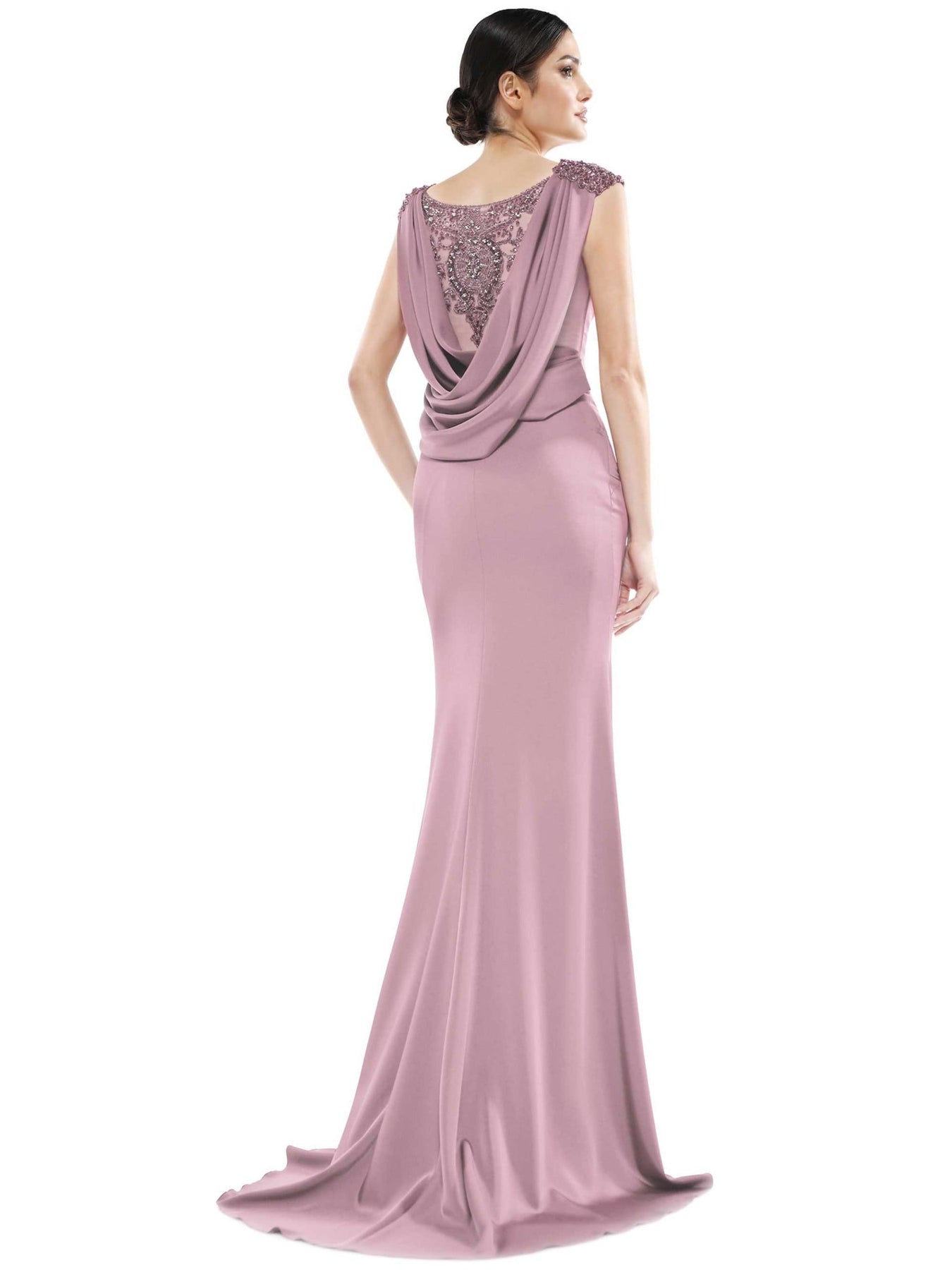 Marsoni by Colors - MV1023 Beaded Bateau Trumpet Dress Mother of the Bride Dresses