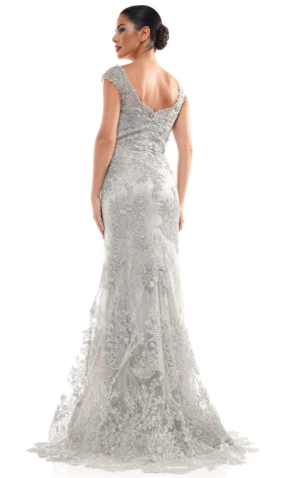 Marsoni by Colors - MV1030 Embroidered V-neck Trumpet Dress Mother of the Bride Dresses