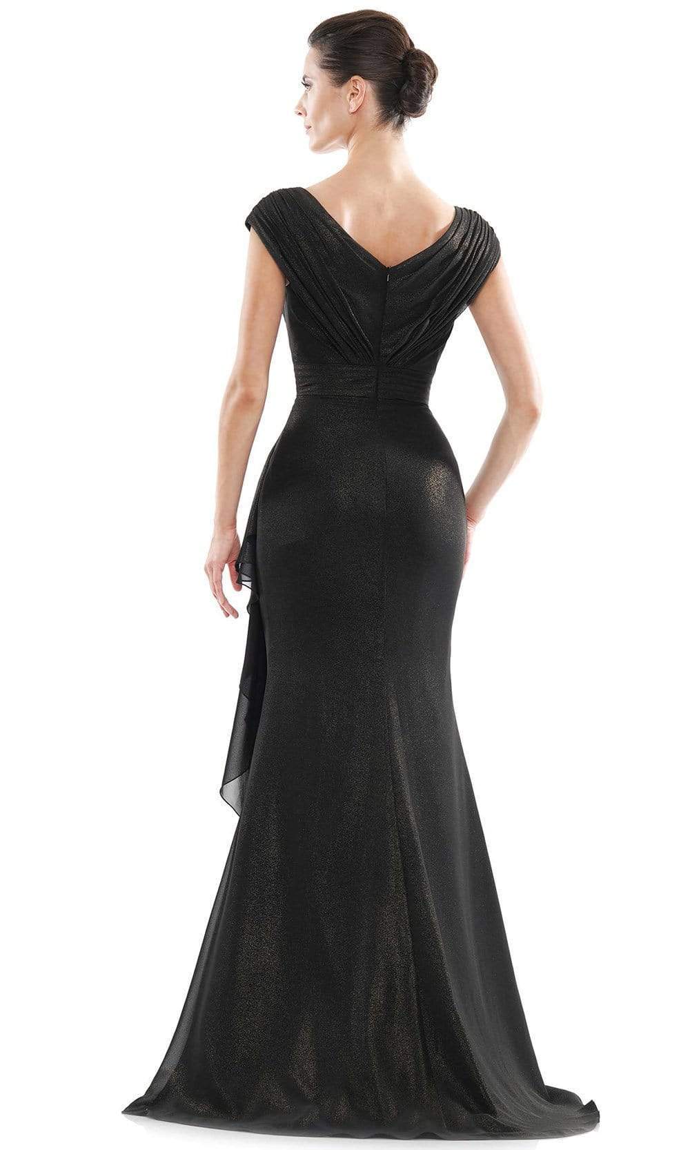 Marsoni by Colors - MV1073 Ruched V Neck Foil Chiffon Column Gown Mother of the Bride Dresses