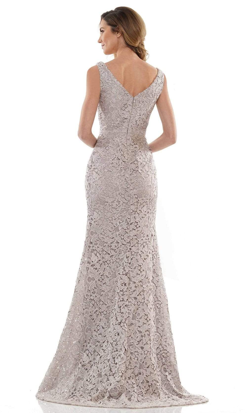 Marsoni by Colors - MV1116 V Neck Embroidered Trumpet Dress Evening Dresses