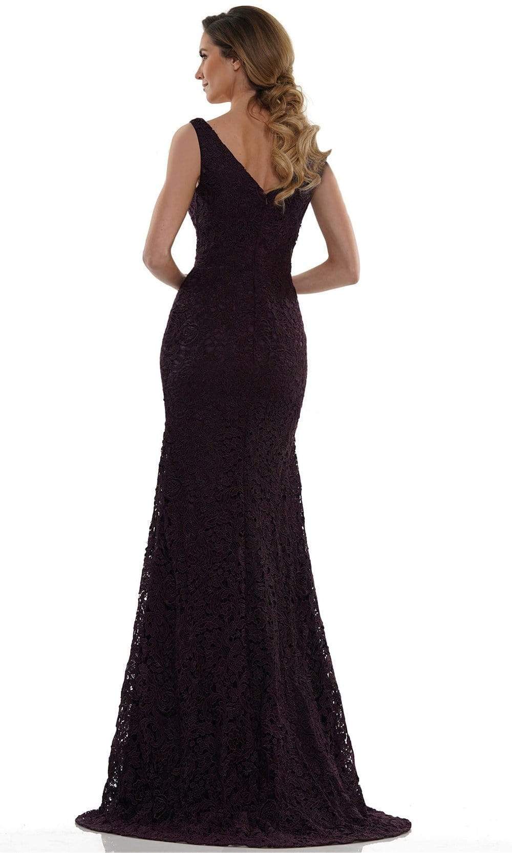 Marsoni by Colors - MV1116 V Neck Embroidered Trumpet Dress Evening Dresses