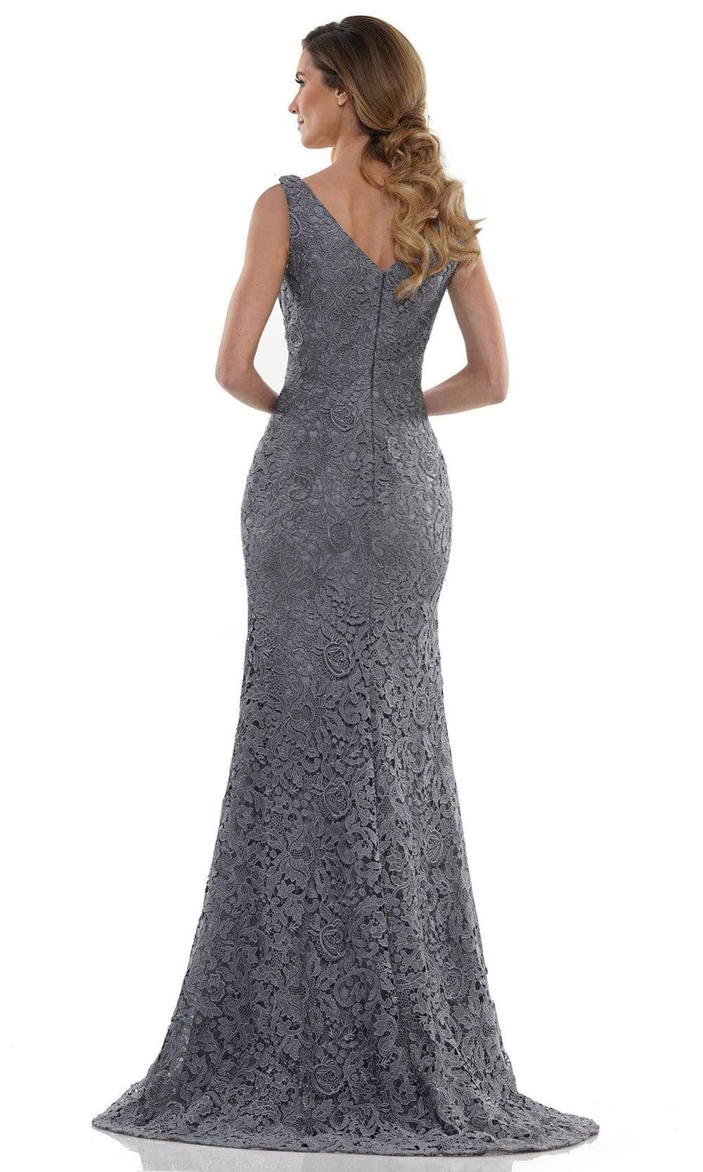 Marsoni by Colors - MV1116 V Neck Embroidered Trumpet Dress Evening Dresses