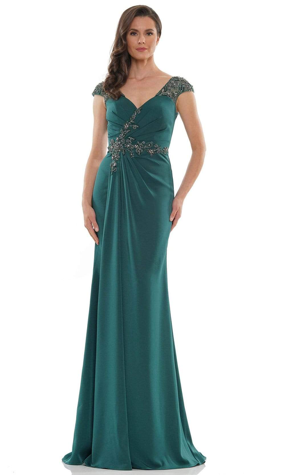 Marsoni by Colors - MV1133 Crystal Beaded Sheath Gown Mother of the Bride Dresses 4 / Forrest