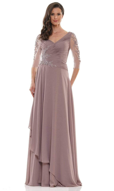Marsoni by Colors - MV1135 Fitted A-Line Evening Dress Mother of the Bride Dresses 6 / Taupe