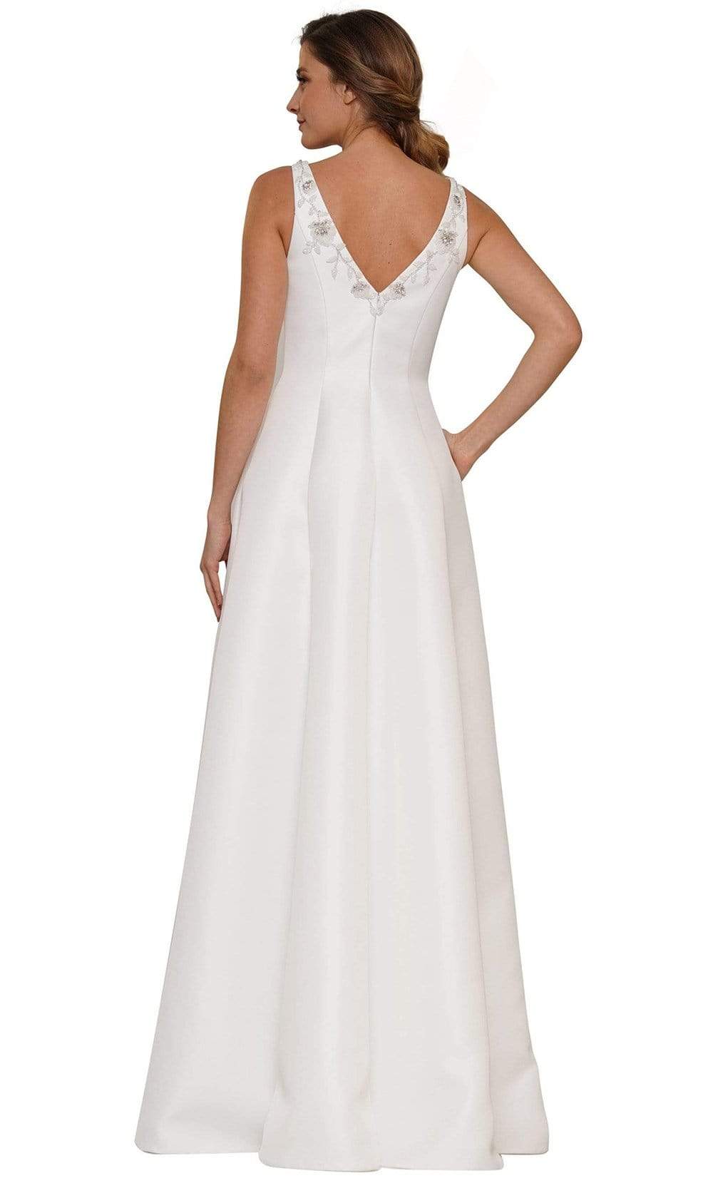 Marsoni by Colors - MV1139 Flower Beaded V Neck A-line Gown Mother of the Bride Dresses