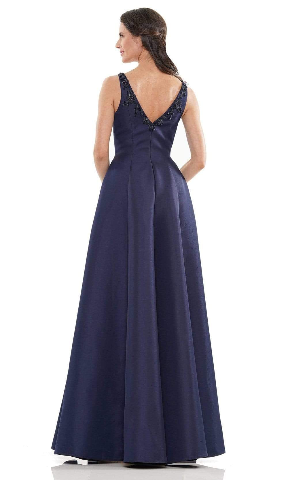 Marsoni by Colors - MV1139 Flower Beaded V Neck A-line Gown Mother of the Bride Dresses