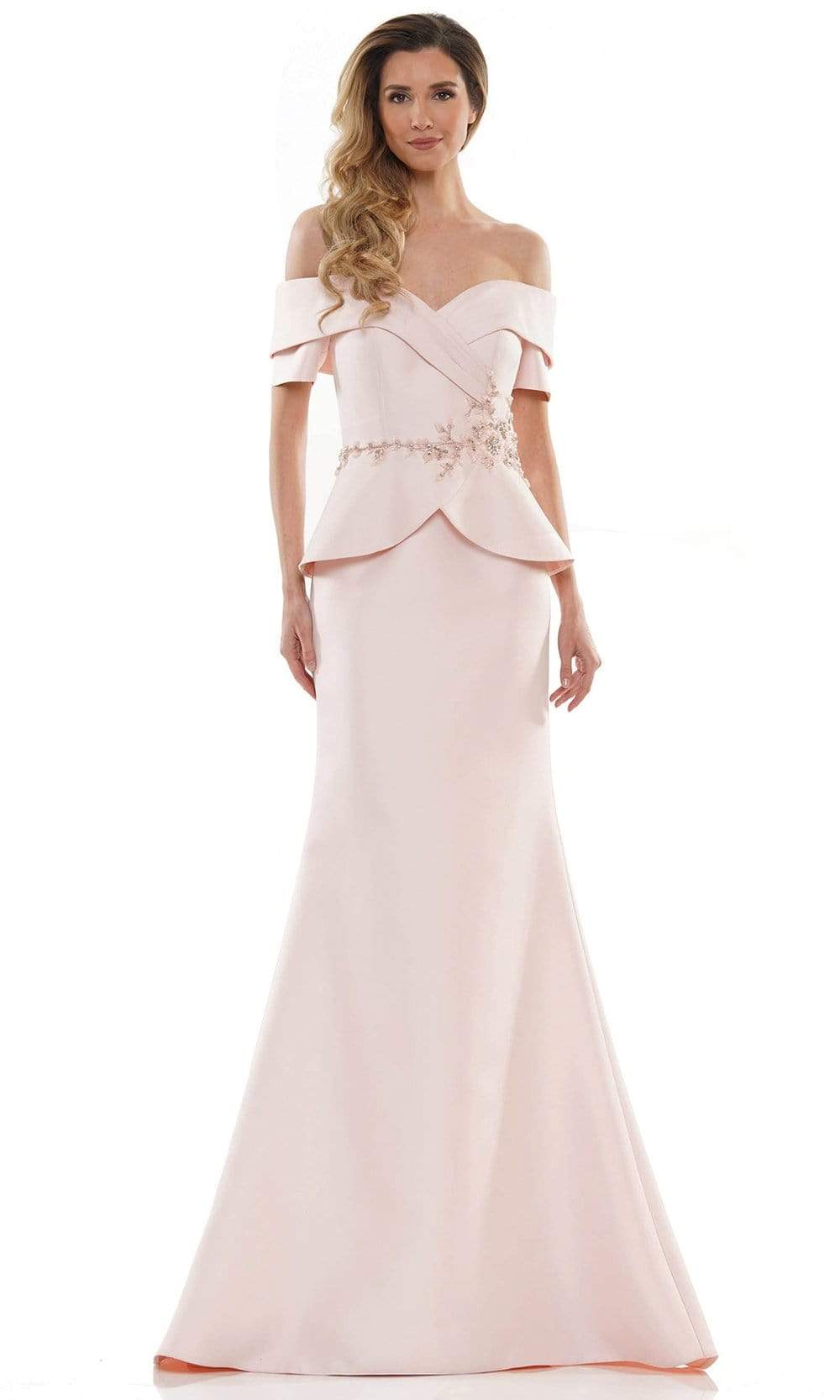 Marsoni by Colors - MV1144 Peplum Trumpet Evening Dress Mother of the Bride Dresses 4 / Blush