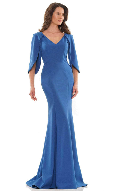 Marsoni by Colors MV1159 - V-Neck Split Sleeve Evening Gown Special Occasion Dress 4 / Teal