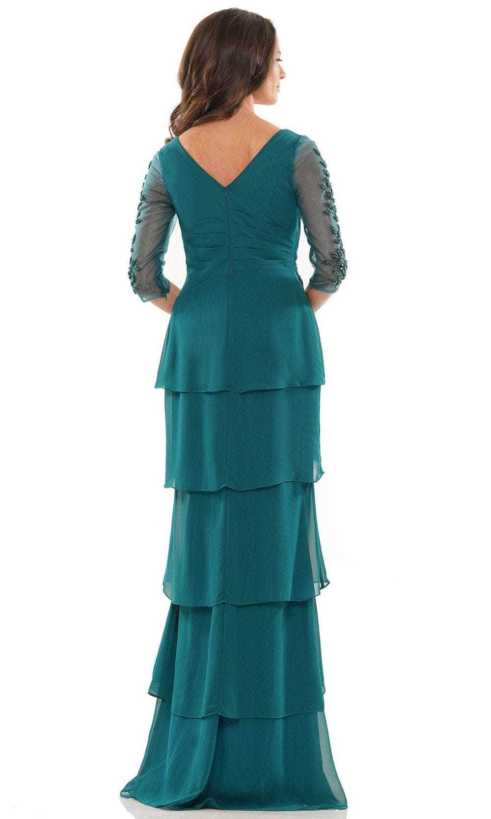 Marsoni by Colors MV1168 - Quarter Sleeves V-Neck Long Gown Special Occasion Dress