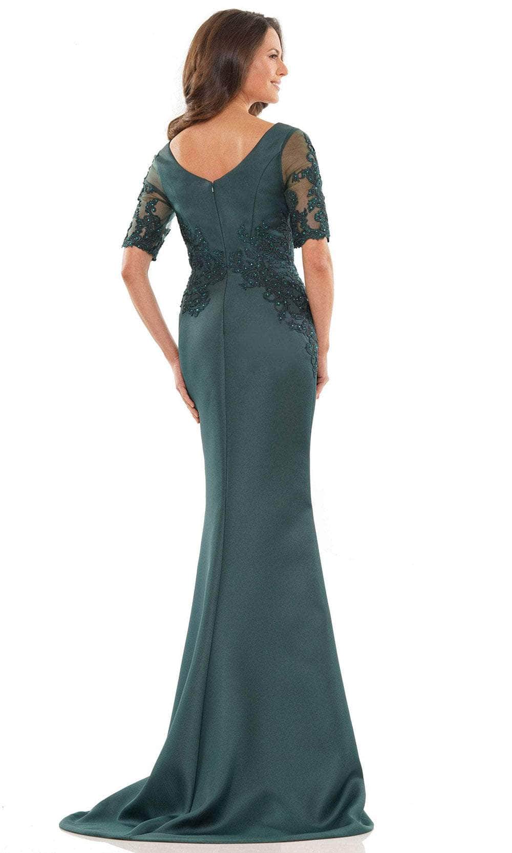 Marsoni by Colors MV1173 - Embroidered V-Neck Satin Formal Gown Special Occasion Dress