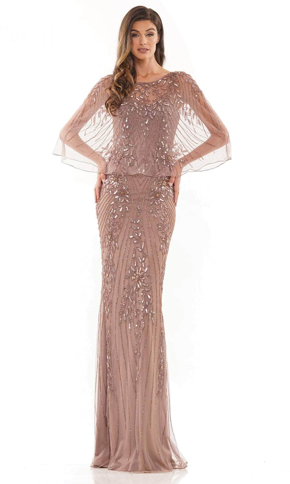 Marsoni by Colors MV1201 - Embellished Sheath Evening Dress Special Occasion Dress 6 / Dark Taupe