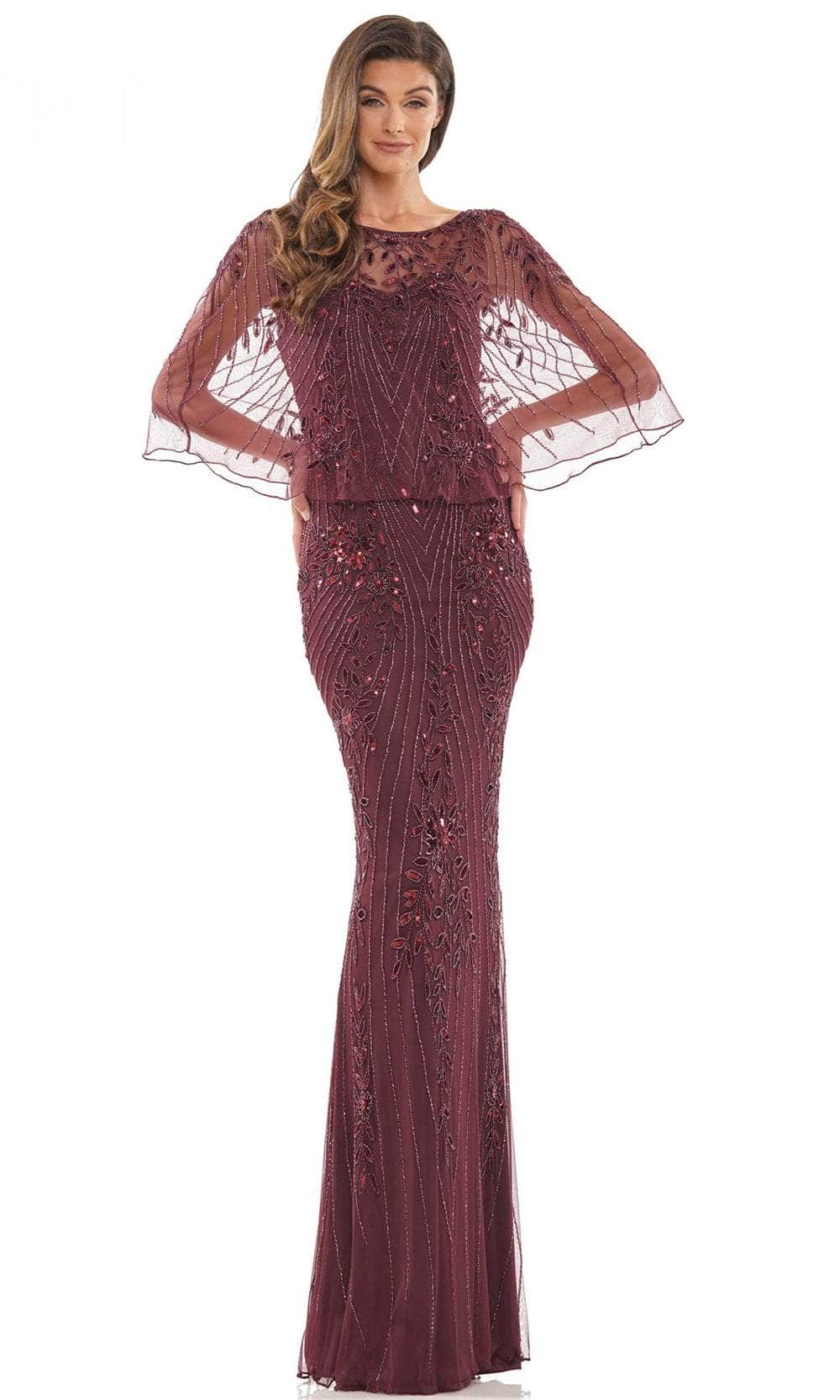 Marsoni by Colors MV1201 - Embellished Sheath Evening Dress Special Occasion Dress 6 / Eggplant