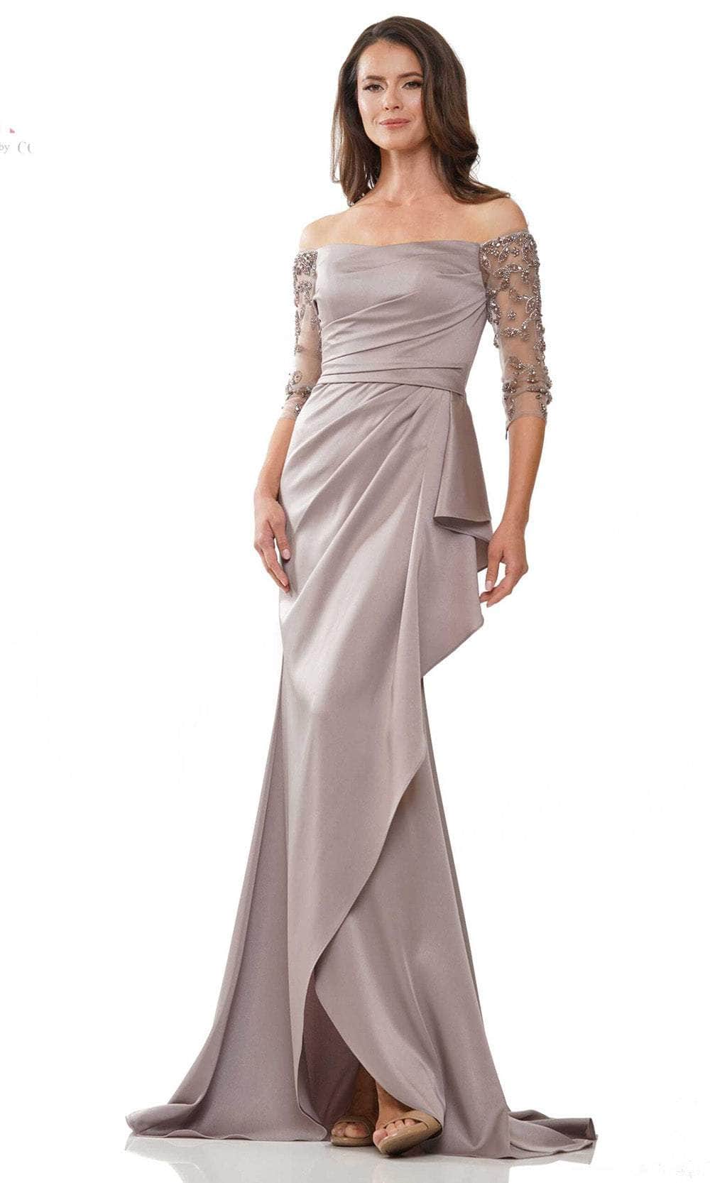 off the shoulder 3 4 sleeve dress Marsoni MV1254 Long Off Shoulder Formal Dress
