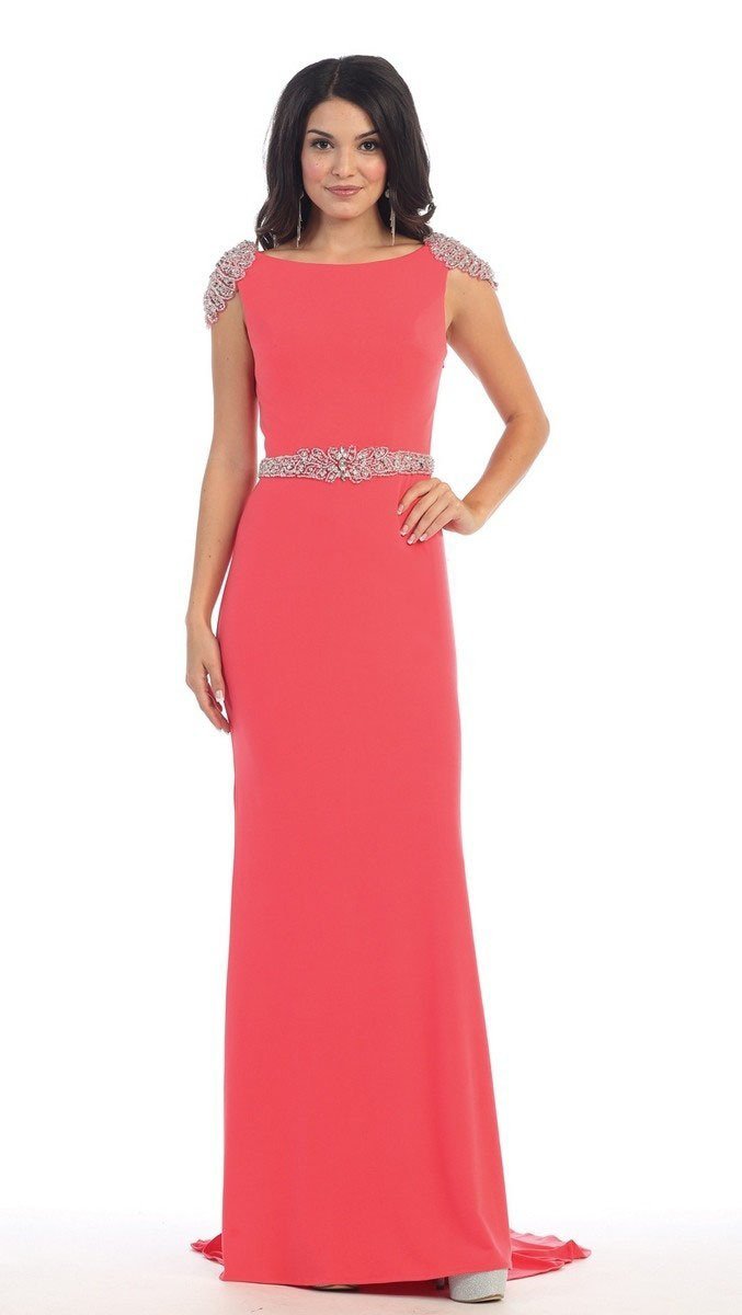 May Queen Bedazzled Bateau Sheath Dress MQ-1156 – ADASA