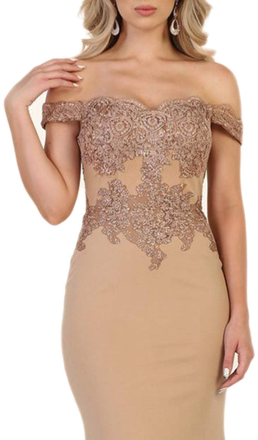 May Queen - Lace Off-Shoulder Sheath Dress Evening Dresses