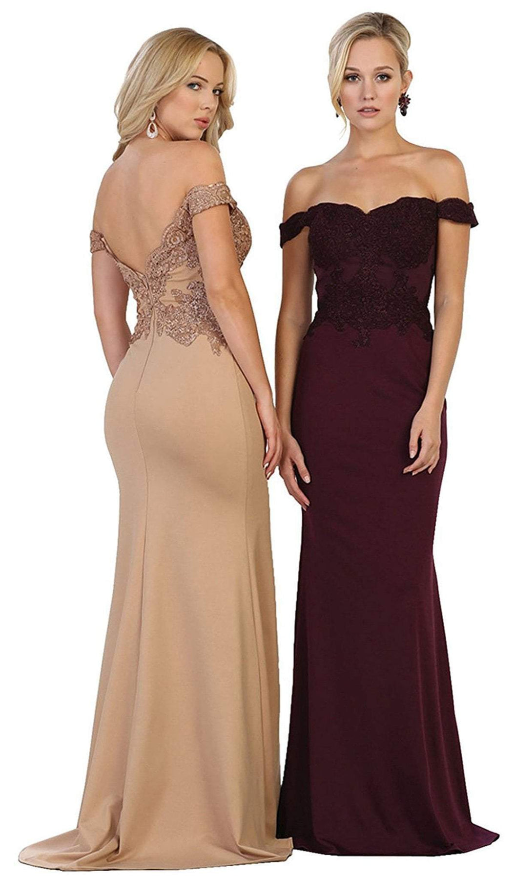 May Queen - Lace Off-Shoulder Sheath Dress Evening Dresses