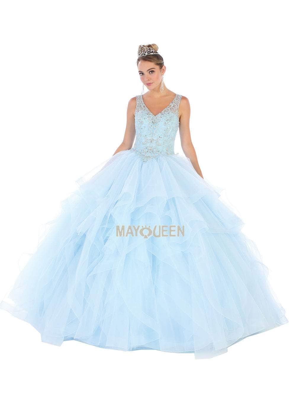 May Queen LK108 - Frilled Tulle Ballgown Special Occasion Dress