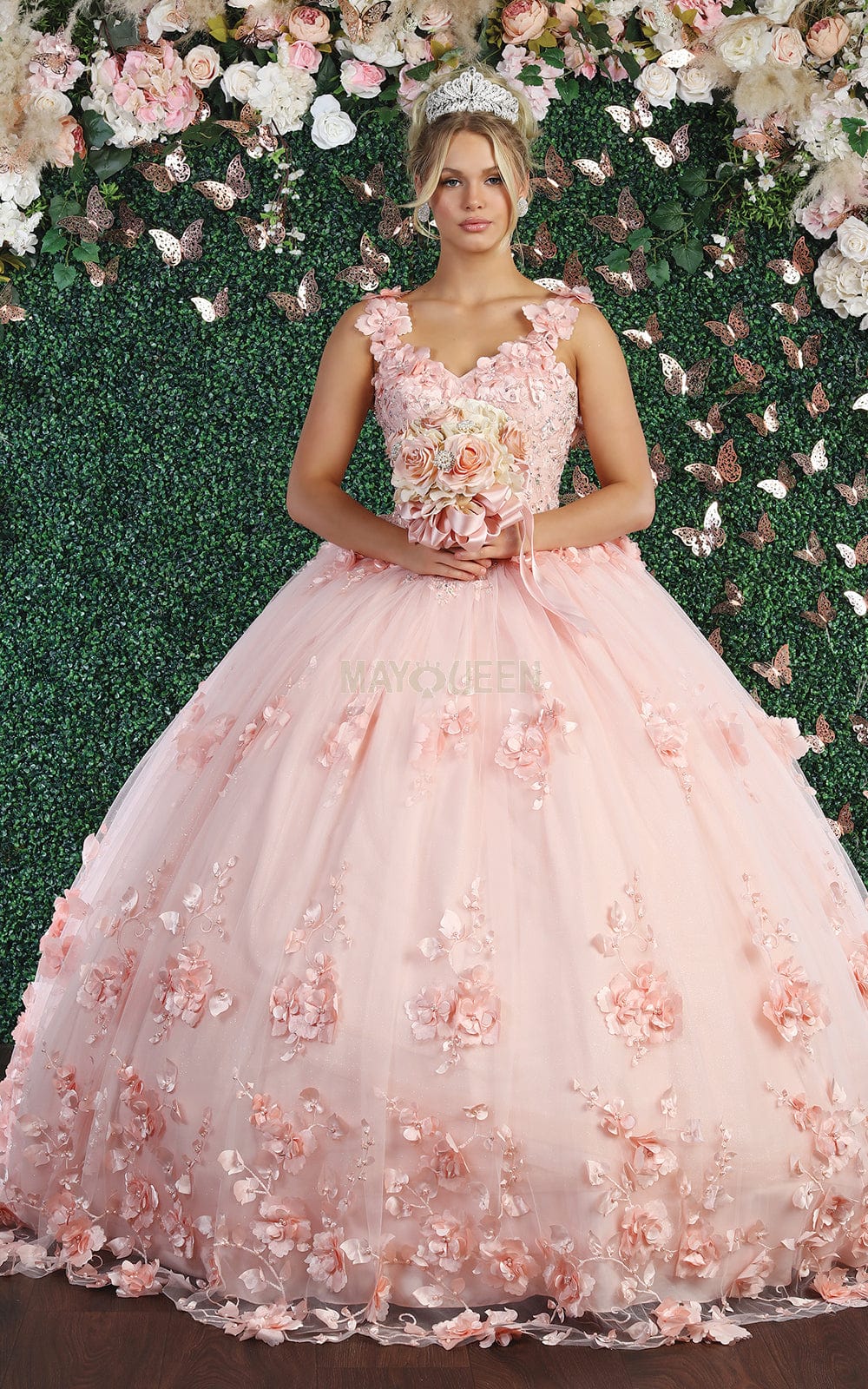 May Queen LK157 - Floral Sleeveless Formal Ballgown Special Occasion Dress
