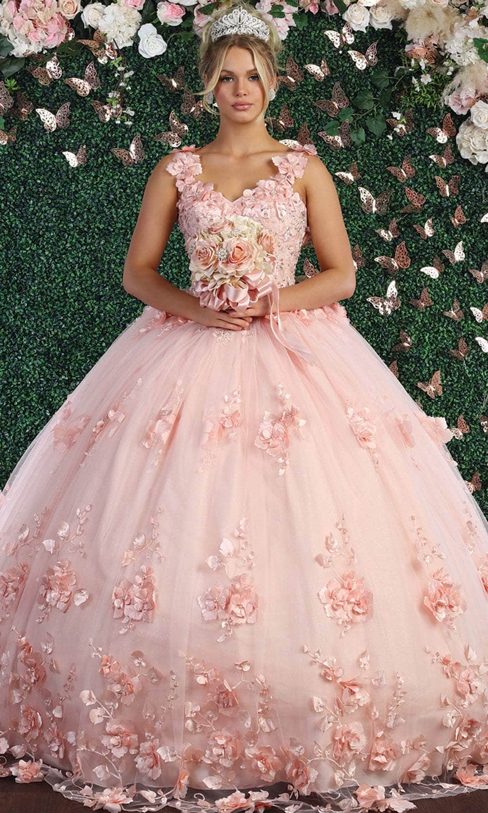 May Queen LK157 - Floral Sleeveless Formal Ballgown Special Occasion Dress